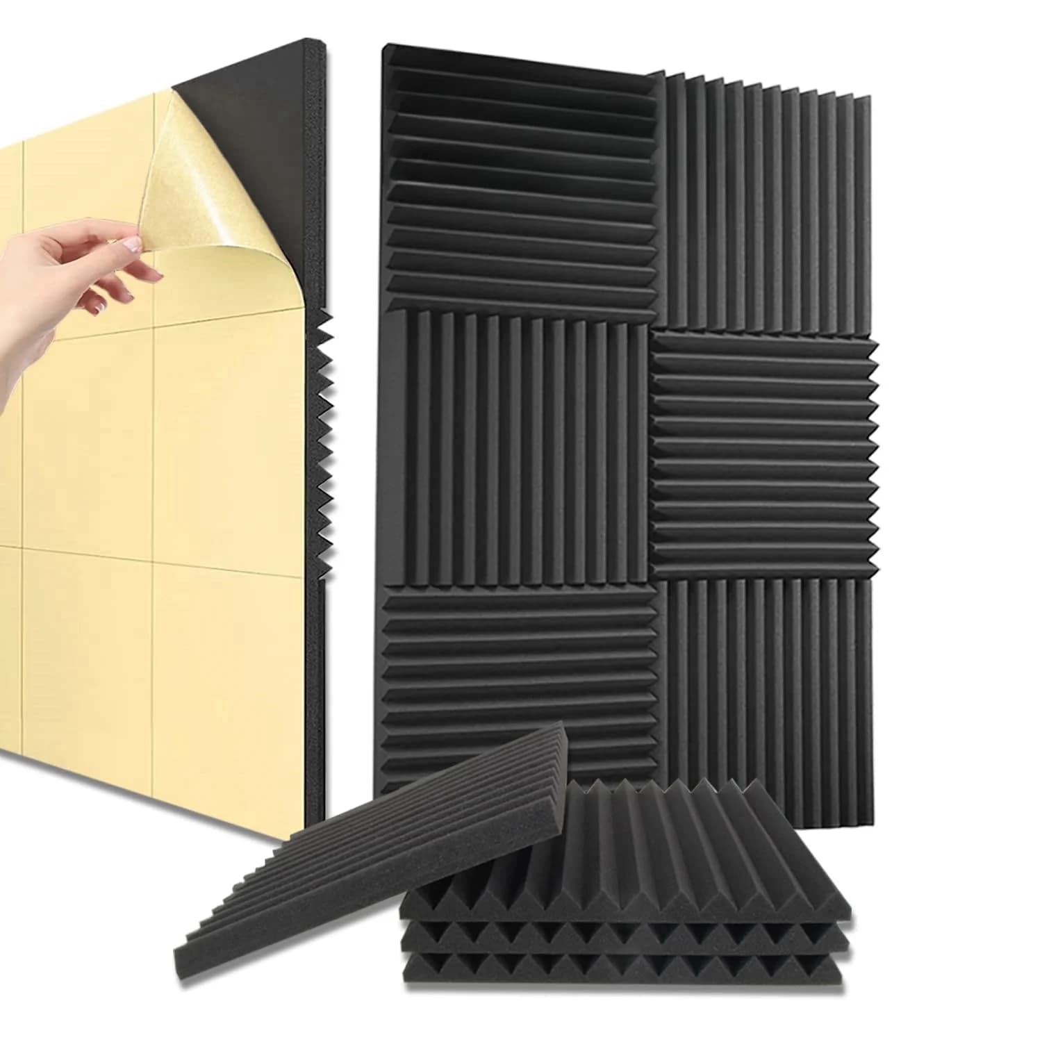Panneaux insonorisants en mousse acoustique haute densité auto-adhésifs, rembourrage mural pour rédu