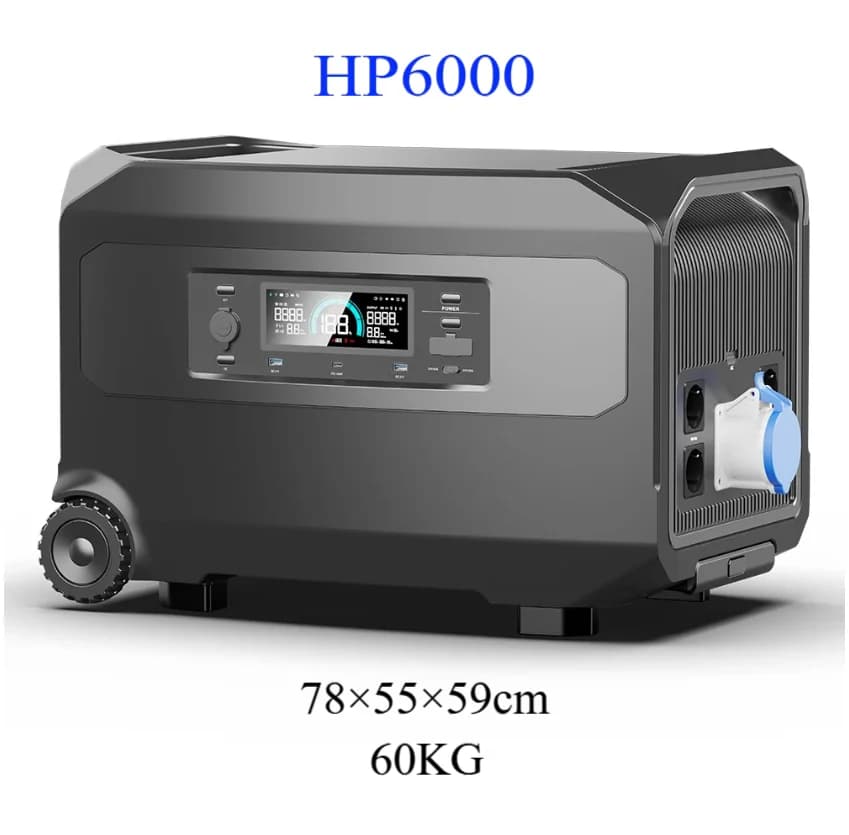 Station d'alimentation portable intelligente HP6000 6000W AC 4608Wh, UPS hors réseau, batterie exten