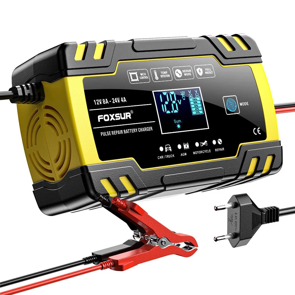 Chargeur de batterie pour moto et voiture 12V 24V, chargeur de réparation pour camion, chargeur AGM