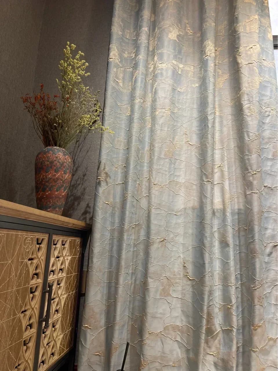 Rideaux occultants bleus pour salon, chambre à coucher De luxe, fil doré, soulagement De la vie, Cot