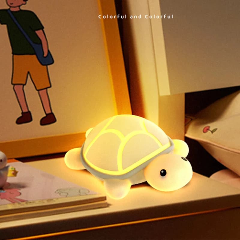 Led tortue veilleuse mignon Silicone Animal dessin animé lampe douce tactile veilleuse enfants somme