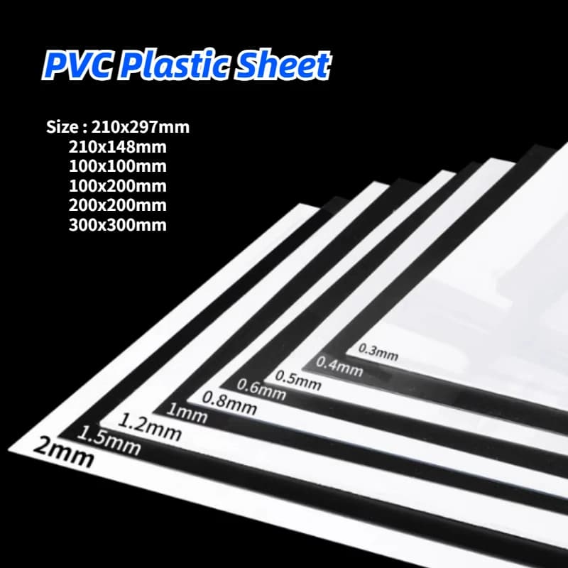 Feuille de plastique PVC, panneau rigide blanc noir, matériau de fabrication de modèles, tampon fait