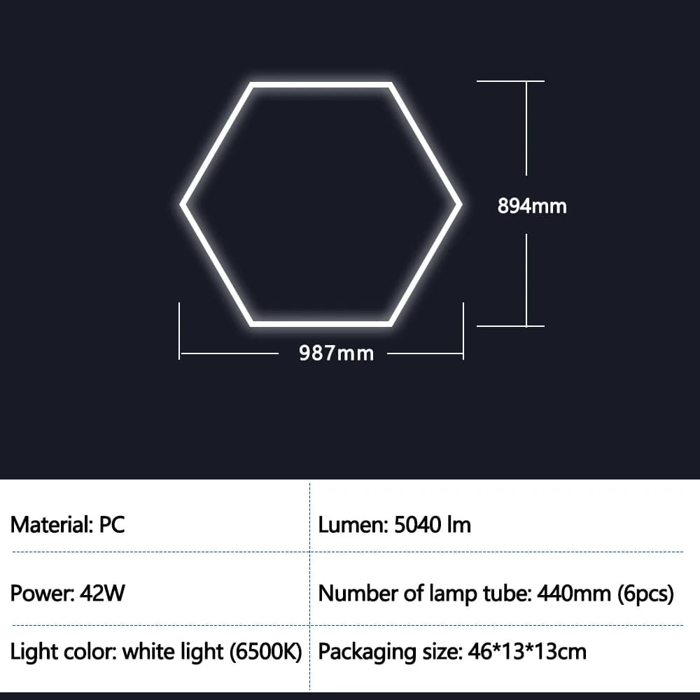 Lampes de garage hexagonales, grilles, plafonnier LED, 6500K, super lumineux, lumières en nid d'abei