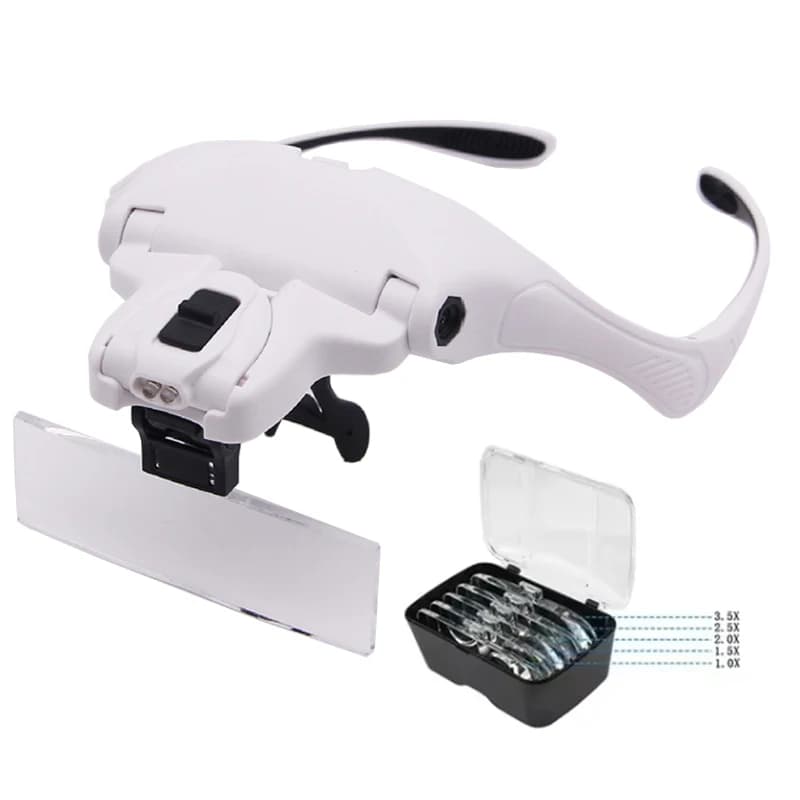 Loupes lumière LED lampe tête Loupe bijoutier bandeau Loupe lunettes verre optique outil réparation