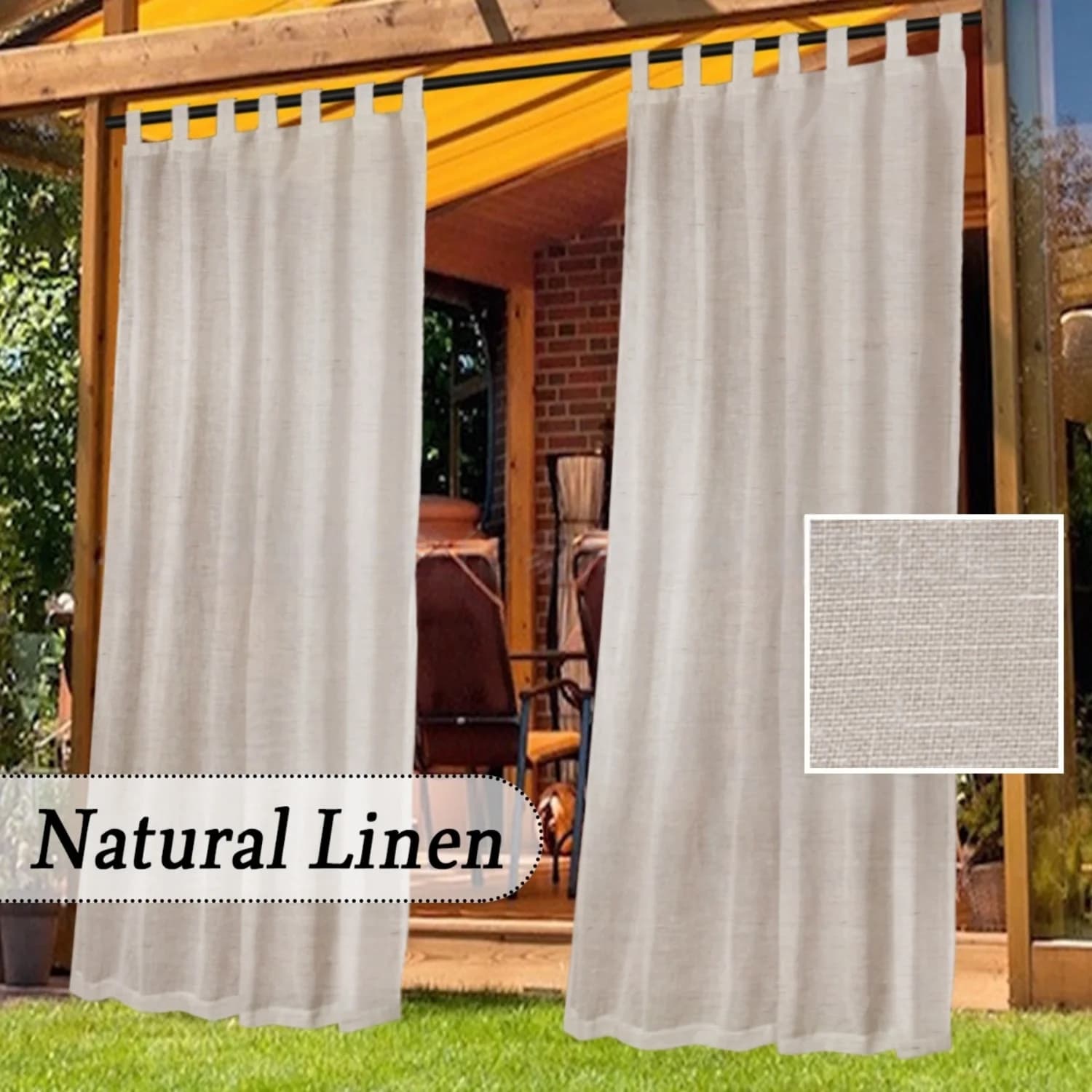 Rideaux extérieurs imperméables pour Cabane de Pergola de porche de Patio, 2 panneaux, rideaux extér