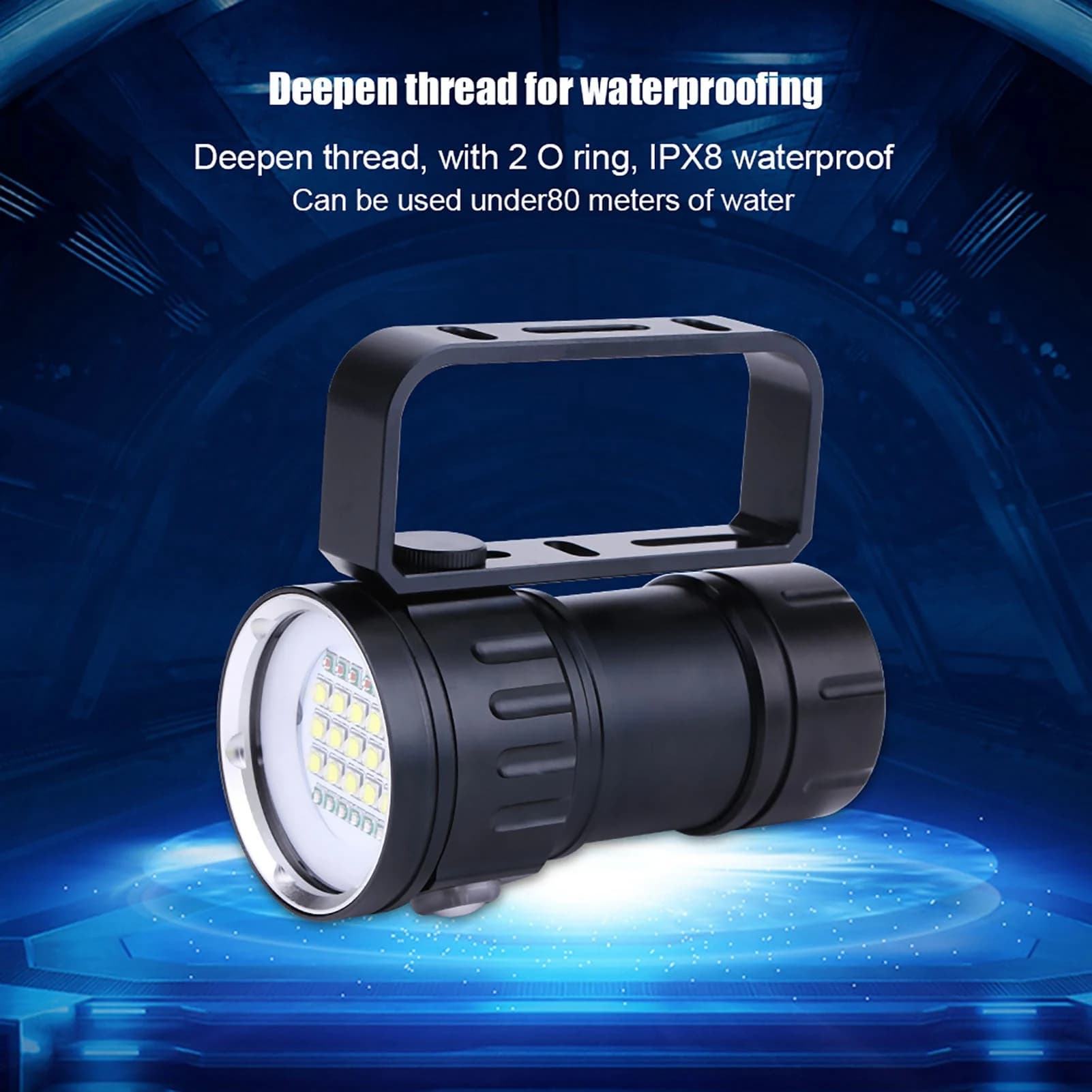 IPX8 18000lm 500M lampe de poche lampe étanche lumière sous-marine camping extérieur lampe de poche