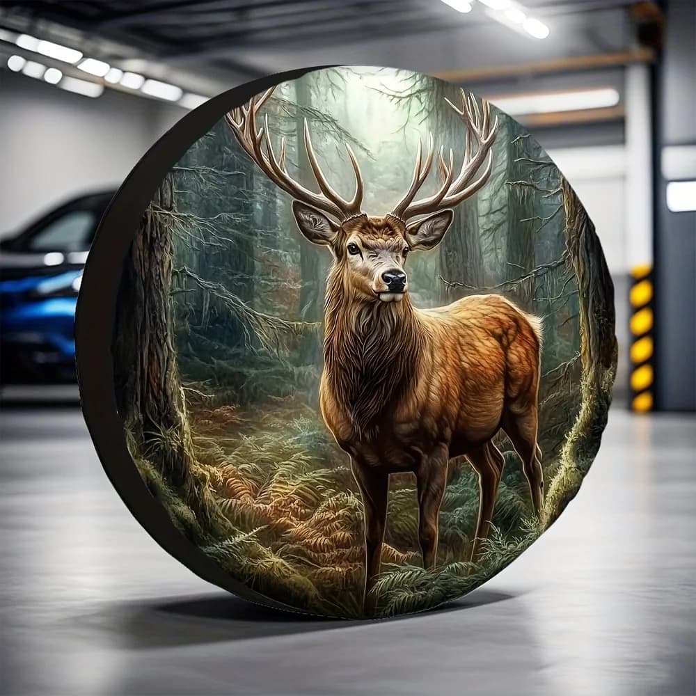 Housse de pneu de secours universelle pour cerf de forêt, 1 pièce, adaptée au stationnement extérieu