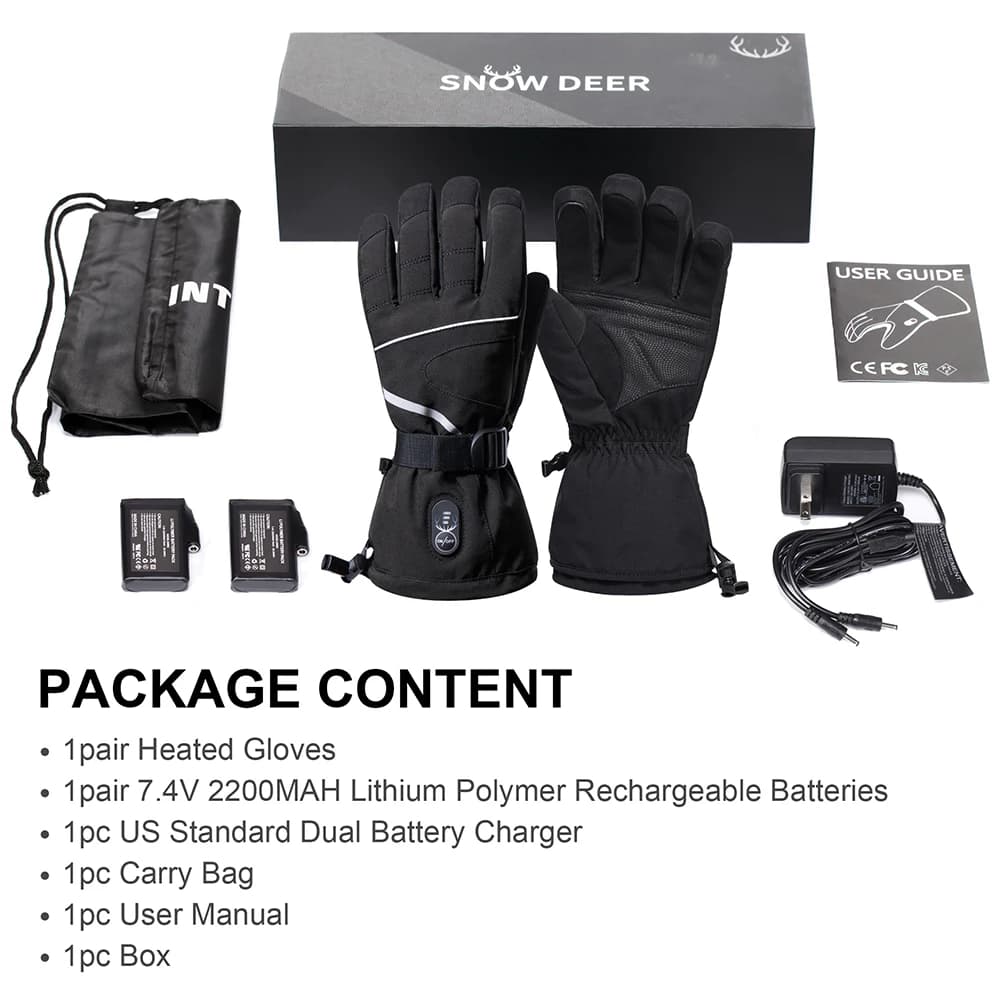 Snow Deer marque gants chauffants moto hiver gants chauffants chaud imperméable Rechargeable chauffa