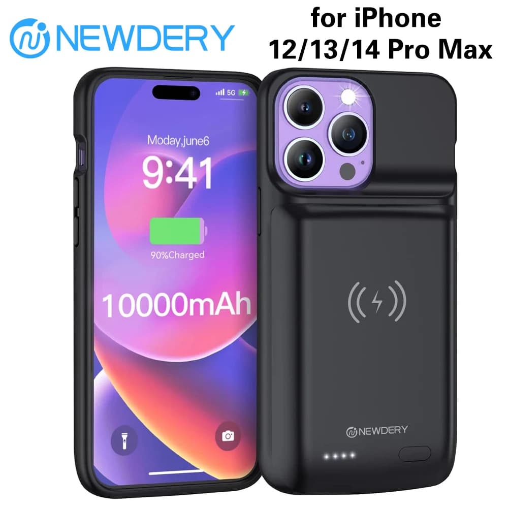 Étui de chargeur de batterie pour iPhone 15 14 13 12 Pro Max, boîtier de batterie externe de charge