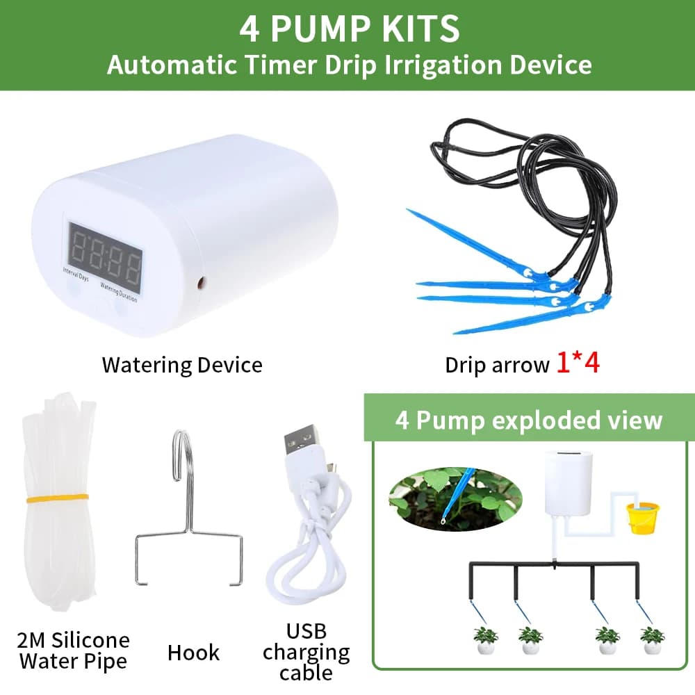 Pompe d'arrosage automatique pour plantes et fleurs, dispositif d'irrigation goutte-à-goutte pour la