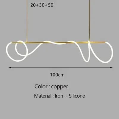 Nordique Led Long tuyau doré lustre Table salle à manger cuisine minimaliste suspension décor à la m