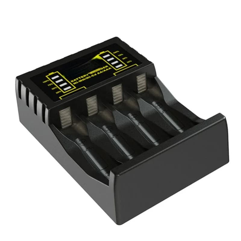 Chargeur de batterie Intelligent à 4 emplacements, Charge rapide avec indicateur pour batterie Recha
