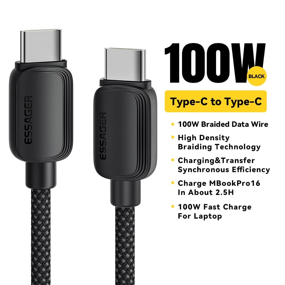 Essager USB C à Type C câble 5A PD 100W chargeur de Charge rapide cordon de données pour Macbook Pro