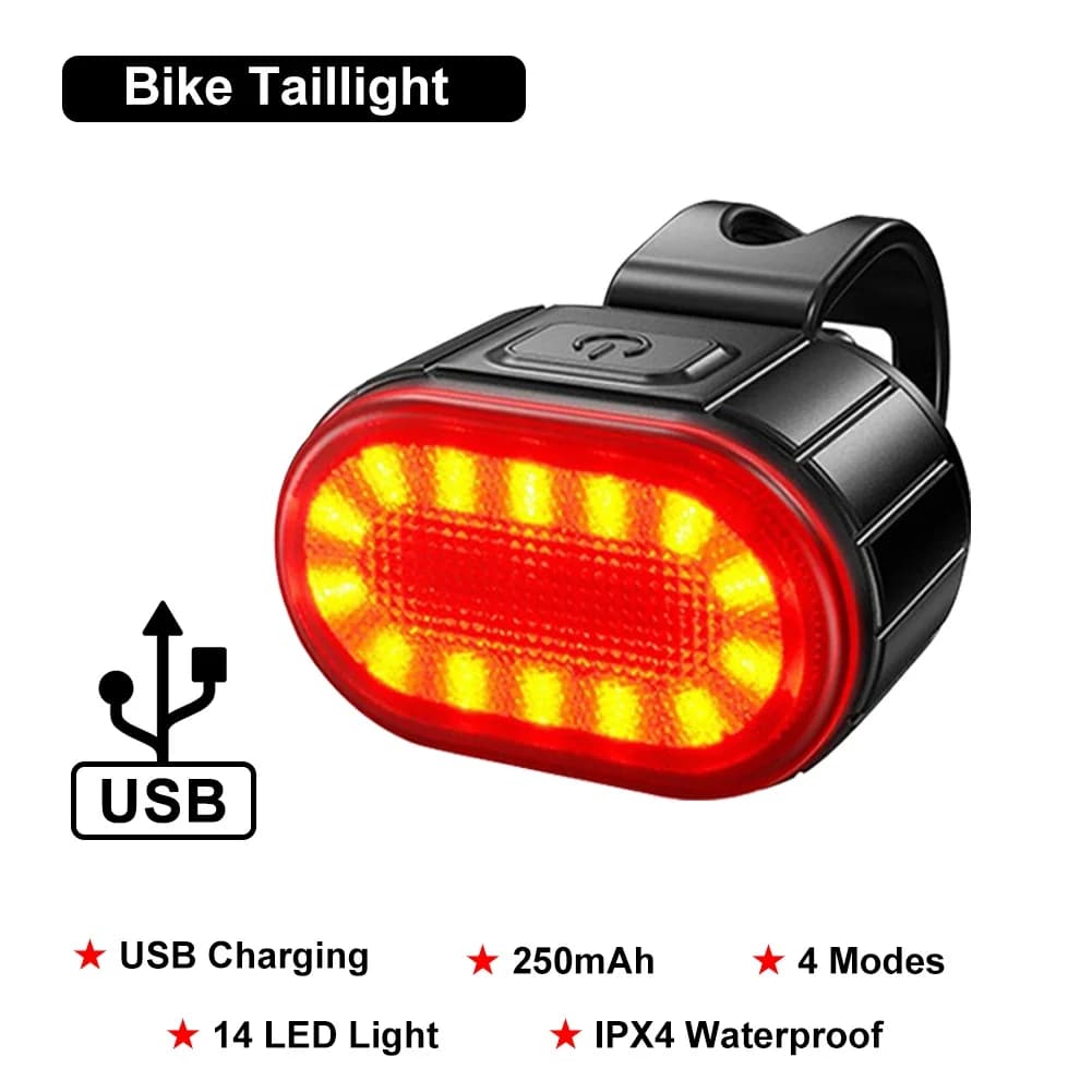 Feux de vélo vtt lampe à LED feu avant et arrière USB phare Rechargeable feu arrière de vélo étanche