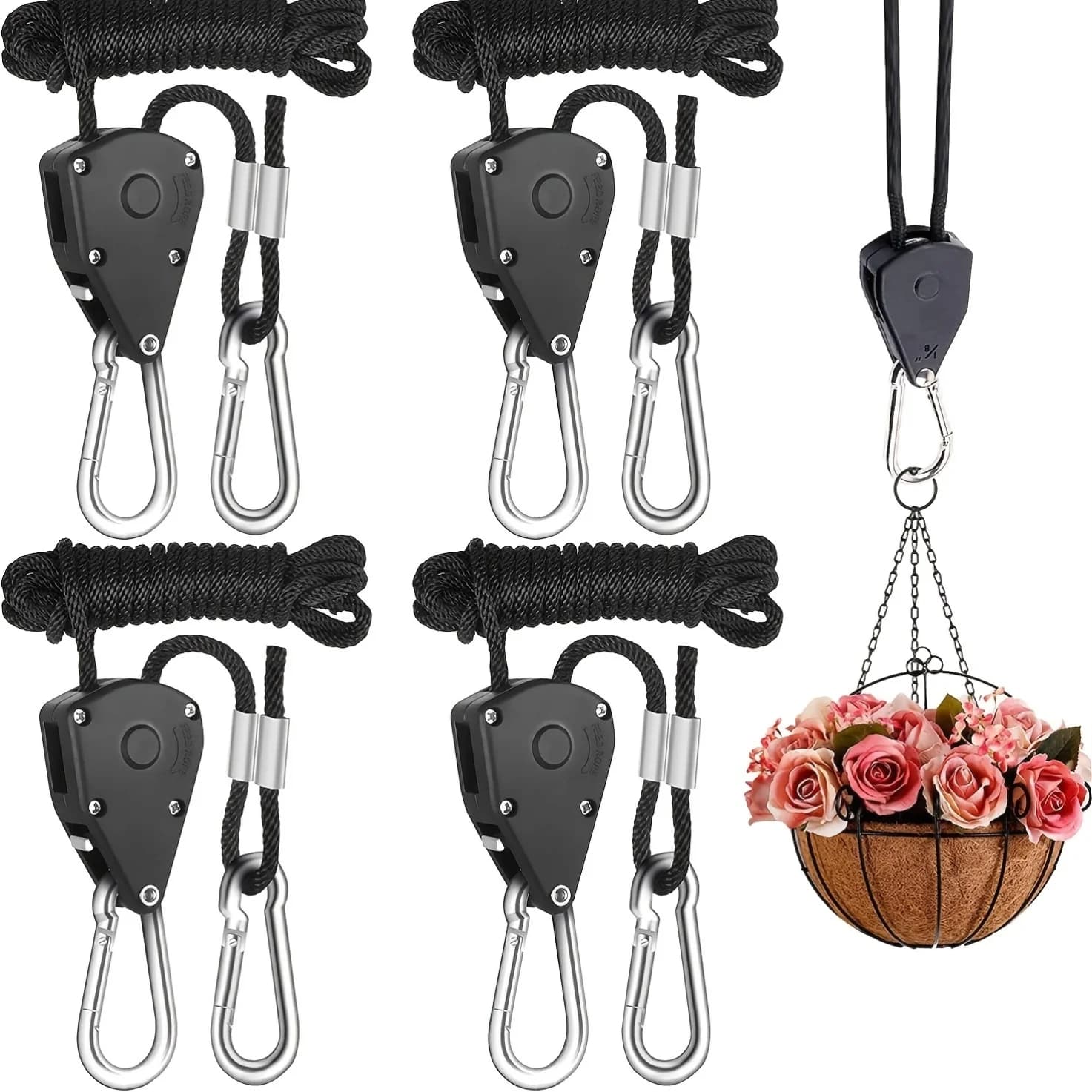 Clip de corde à cliquet robuste - Accessoire de tente pour levage sécurisé, accessoire durable pour