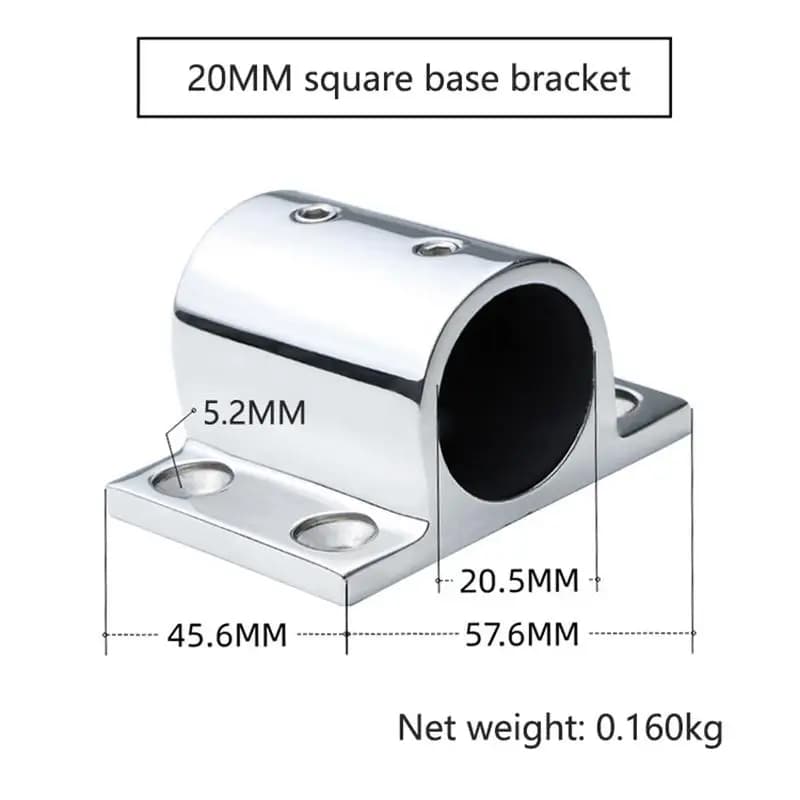 Base de fixation carrée en acier inoxydable pour tube 20mm 22mm 25mm – Support durable pour main cou