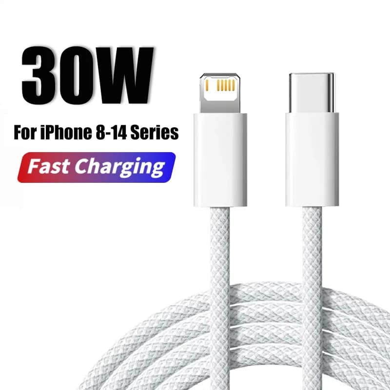Câble USB de Charge rapide 30W pour iPhone 14 13 12 11 Pro Max 8 7 6 Plus XS X XR Type C ligne de do