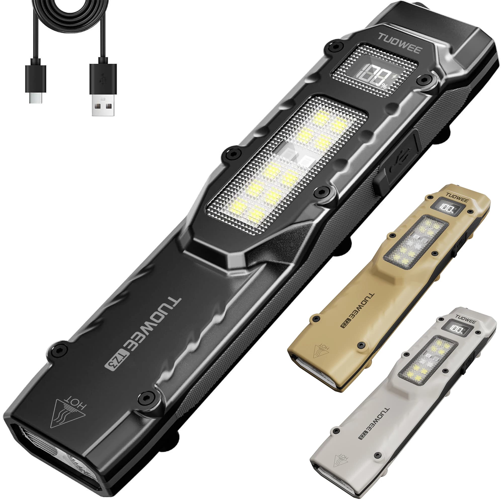 Lampes de poche plates rechargeables de 1500 lumens, lampe de poche tactique EDC, petite lampe de po