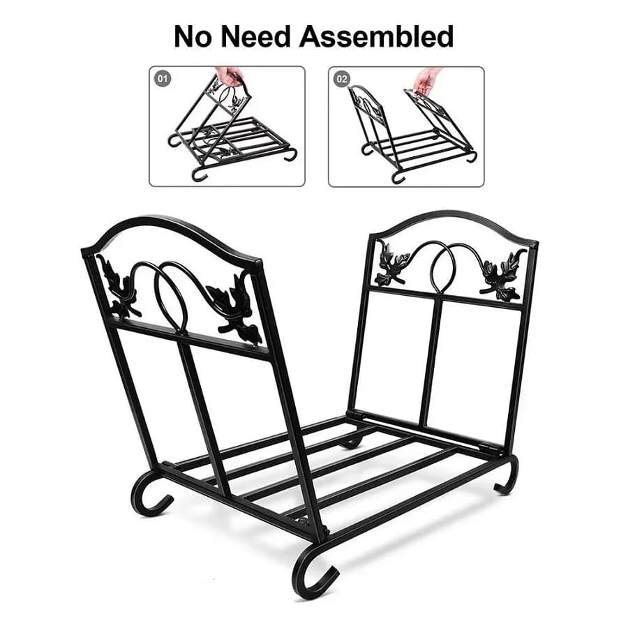 Support de rangement en fer lourd, support de cheminée pliable, support de bois de chauffage, offre