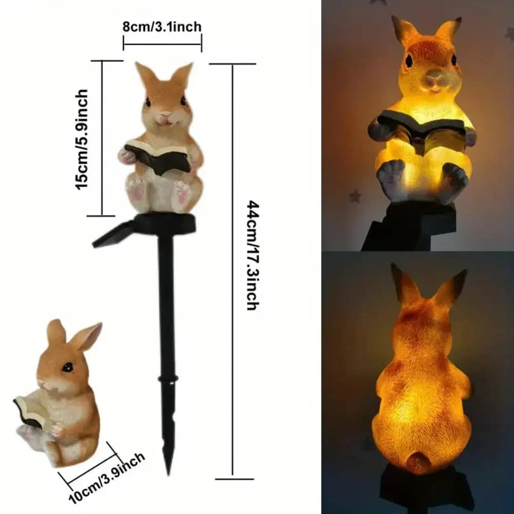 Lampe de cour solaire résine lapin hérisson atmosphère cour couloir décoration lumineuse LED lumière
