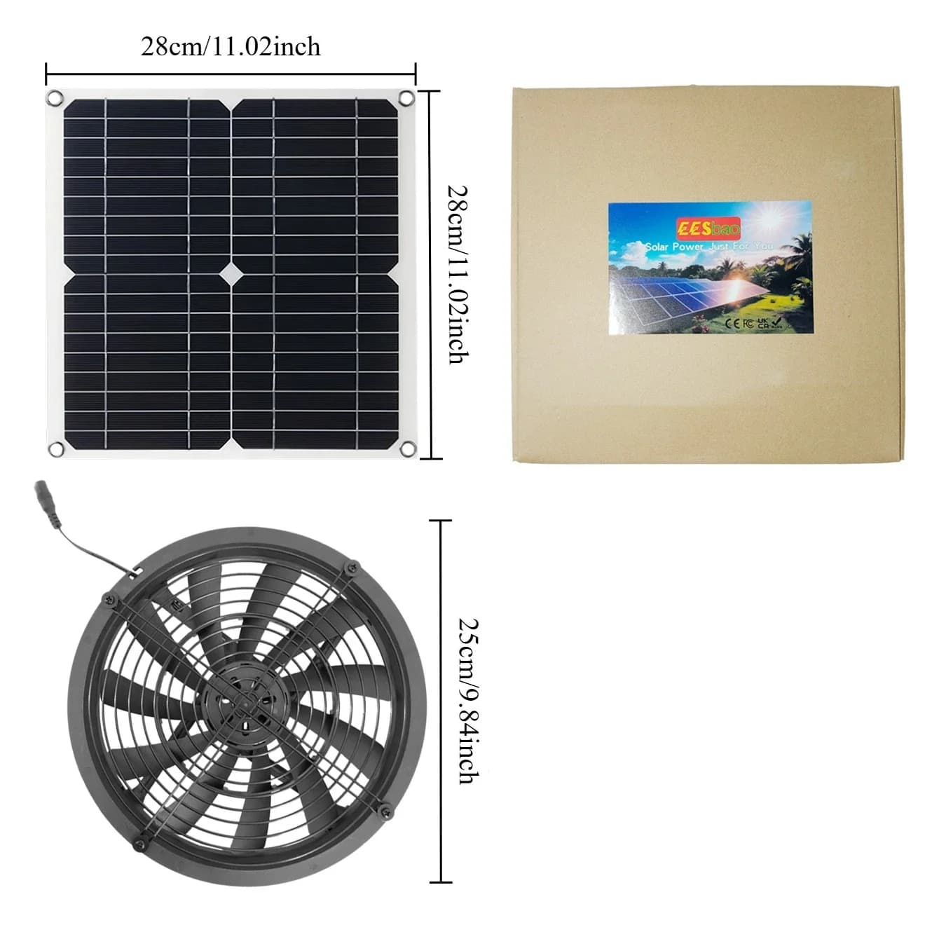 Ventilateur d'extraction solaire extérieur 15W avec kit panneau solaire, pour circulation d'air et r