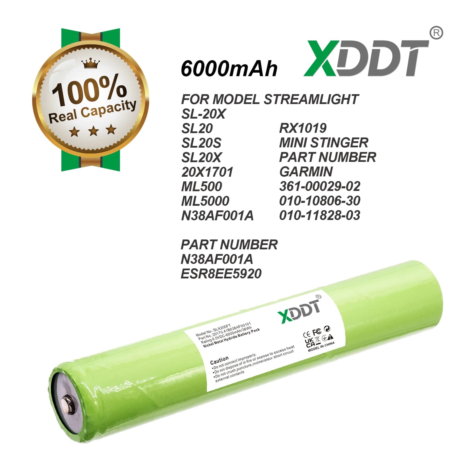 Batterie de lampe de poche 6V/6000mAh pour MAGLITE 40070149,9032,ARXX075,ARXX235,MA5,ML500,N38AF001A