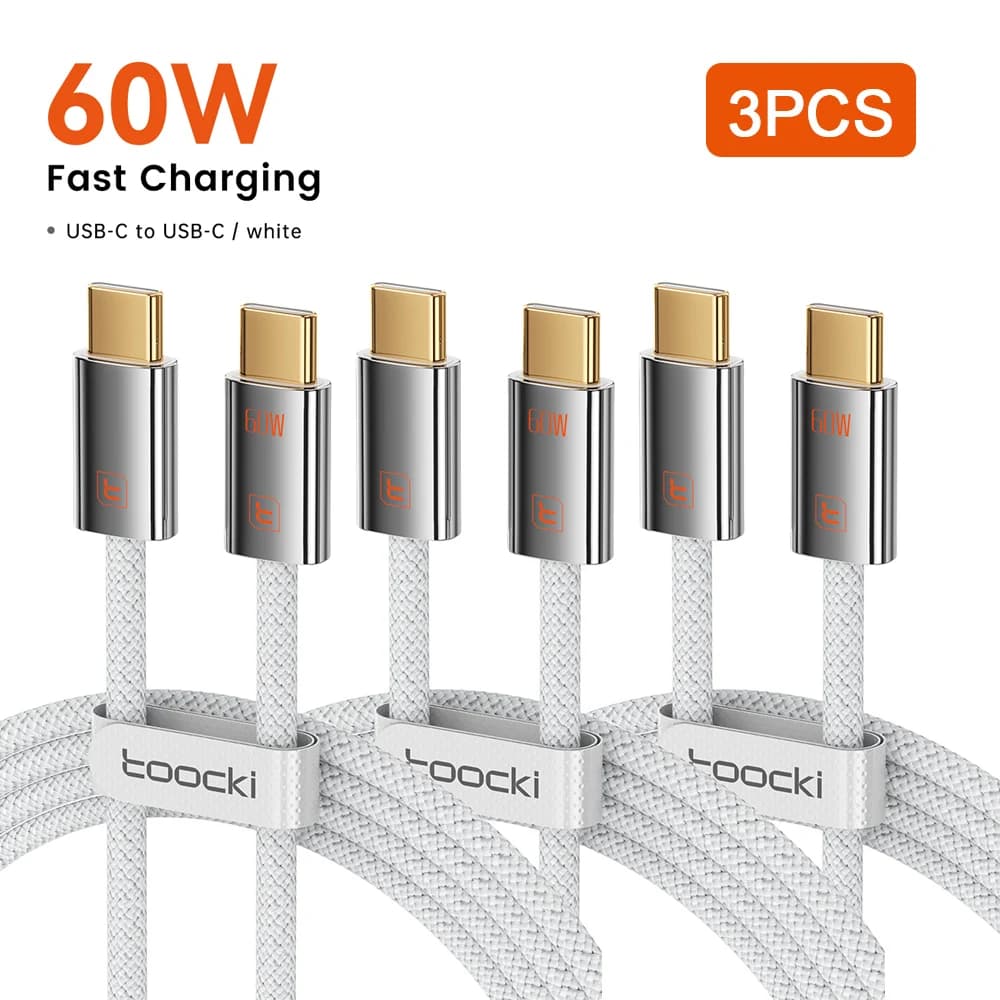 Toocki 3 pièces USB C vers USB C câble PD 60W/100W/240W charge rapide Type C cordon de chargeur pour