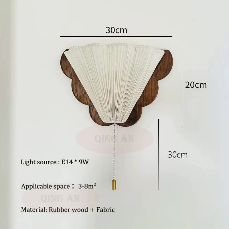 Lampes murales rétro françaises pour chambre à coucher, lampes murales en bois massif et tissu pour