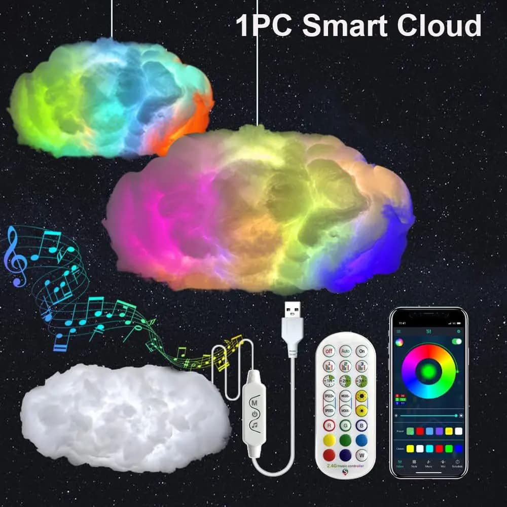 Lampe Nuage 3D LED RVBIC Alimentée par USB, Lumière Intelligente DIY en Forme de Lettre, Veilleuse d