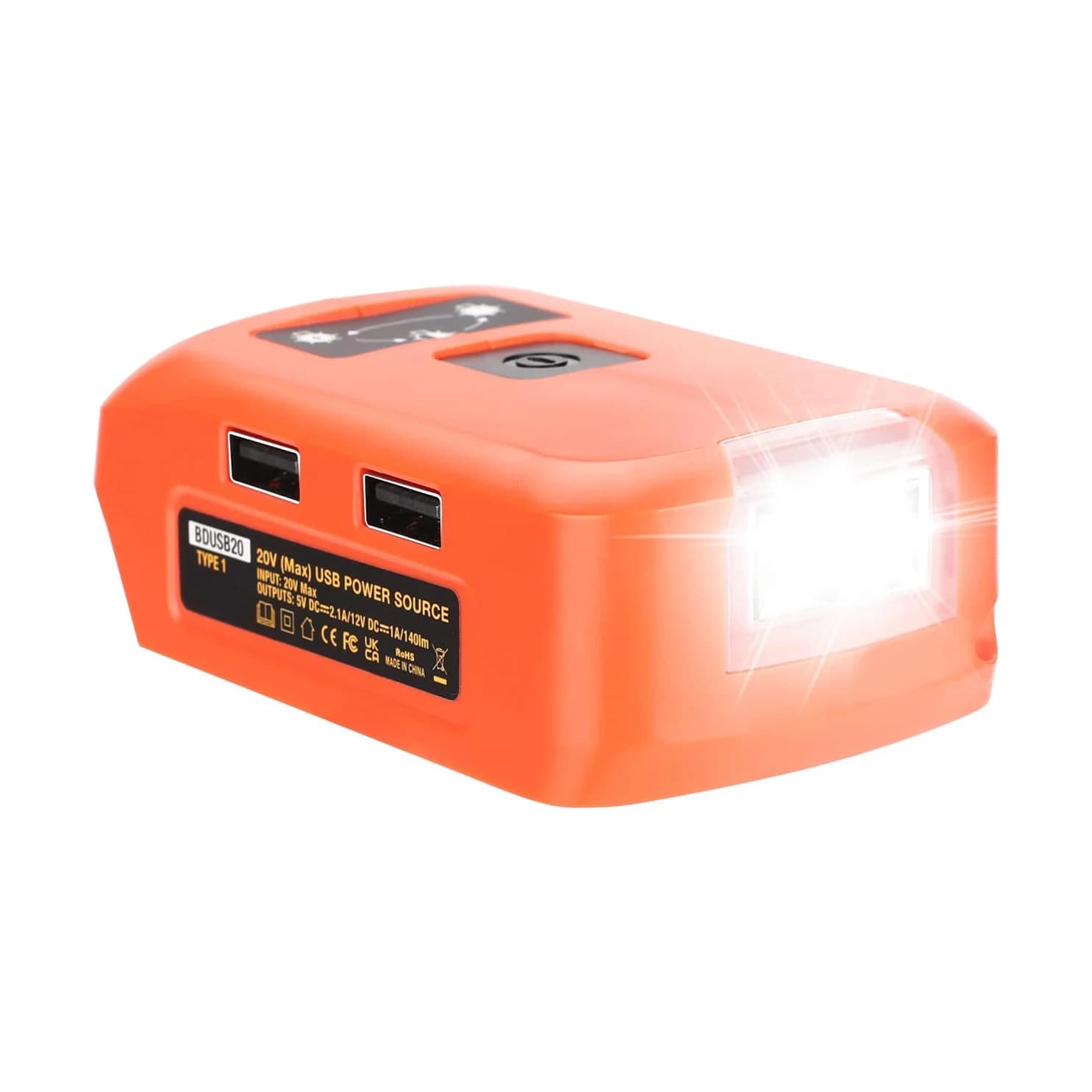 Adaptateur de batterie pour batterie au Lithium Black and Decker 20v, chargeur de téléphone USB, lam