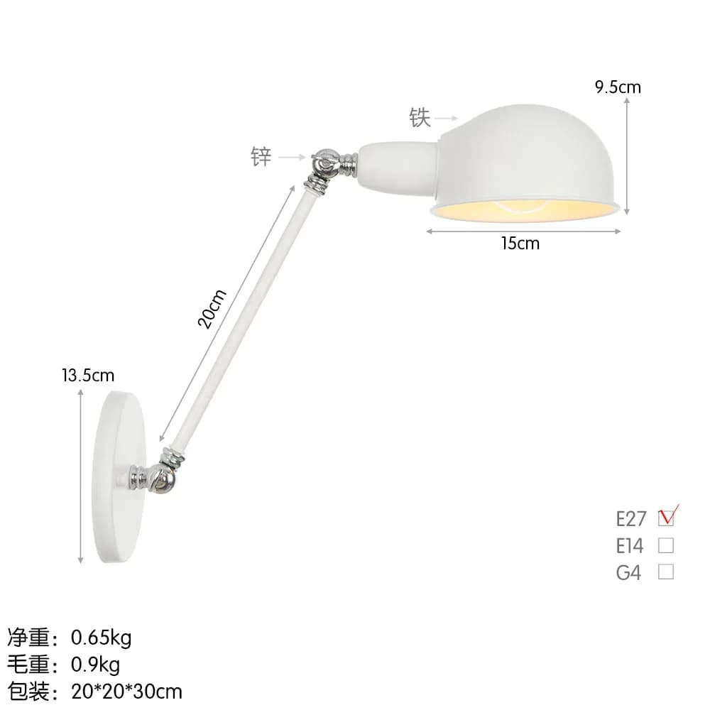 Applique Murale LED Rétractable à Long Bras Réglable, Luminaire Décoratif d'Nik, Idéal pour un Loft,