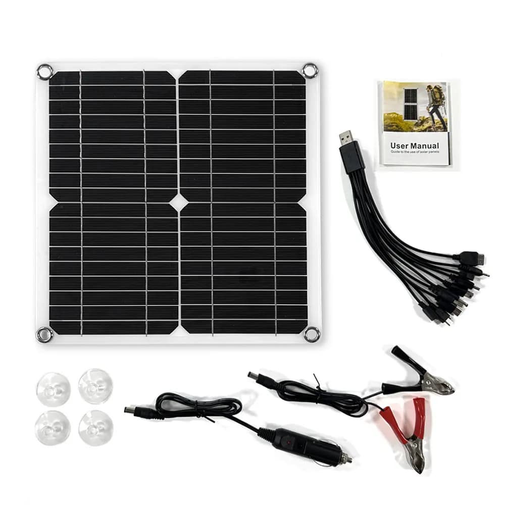 Kit de panneau solaire portable pour camping en plein air, contrôleur 60A, port USB pour touristes,