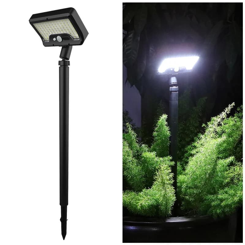 Lampe de jardin solaire avec détecteur de mouvement, détection 5 - 6 m, 360 ° Lampe rotative, 4 mo