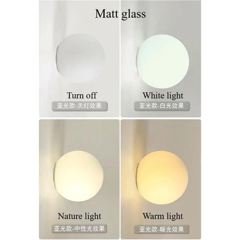 Applique murale contemporaine en verre opale avec base ultra-fine, lumière douce et chaleureuse pour