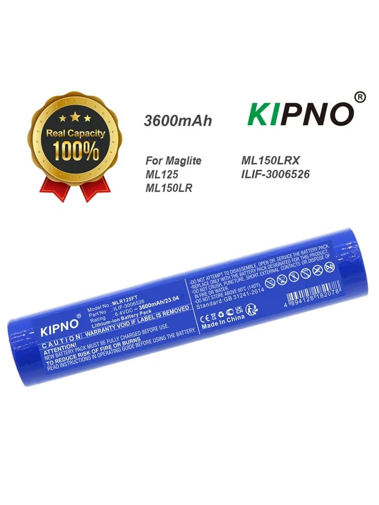 KIPNO lampe de poche 3600mAh batterie pour Maglite ML125 ML150LR ML150LRX ILIF-3006526