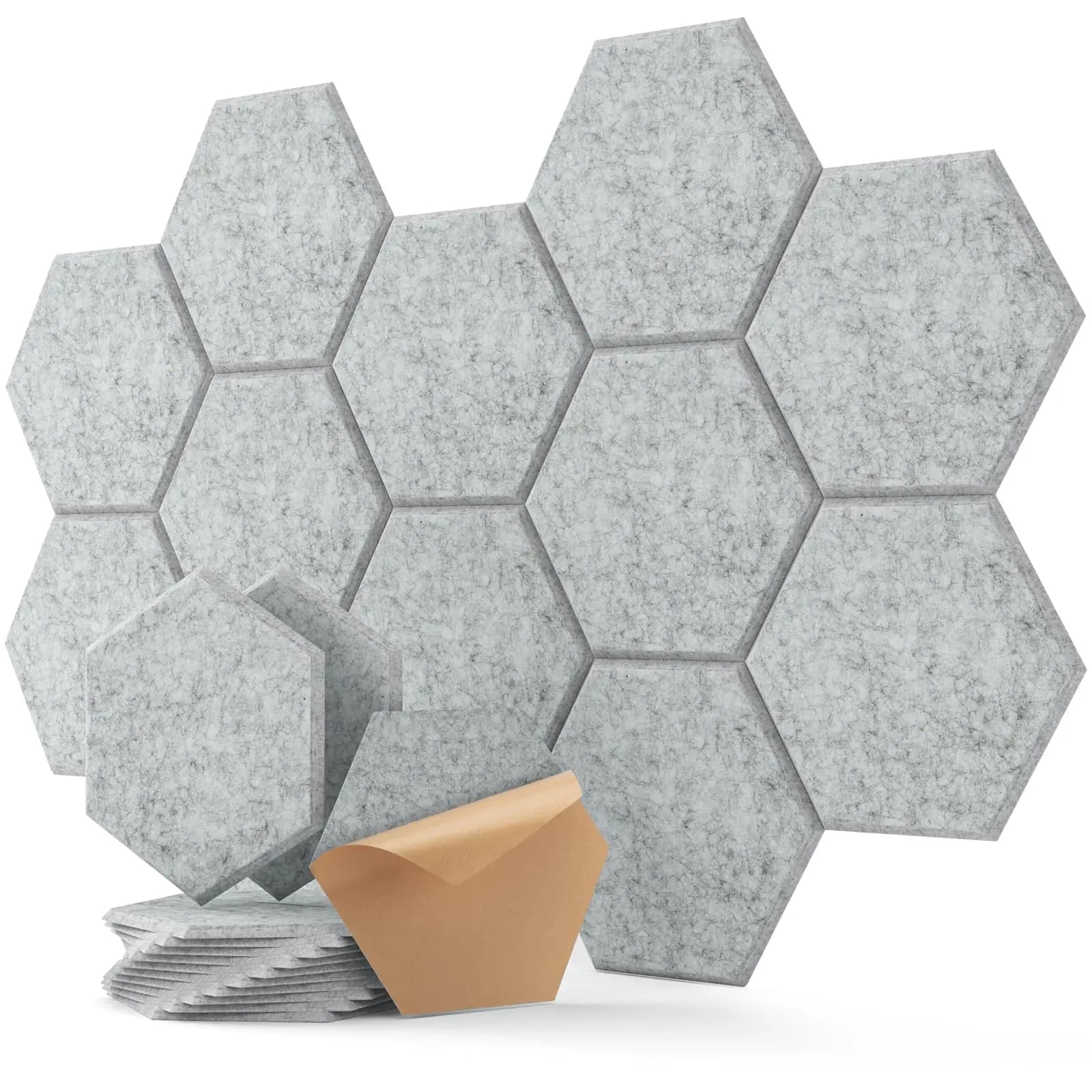 Paquet de 12 panneaux acoustiques hexagonaux auto-adhésifs, panneaux muraux insonorisants pour absor
