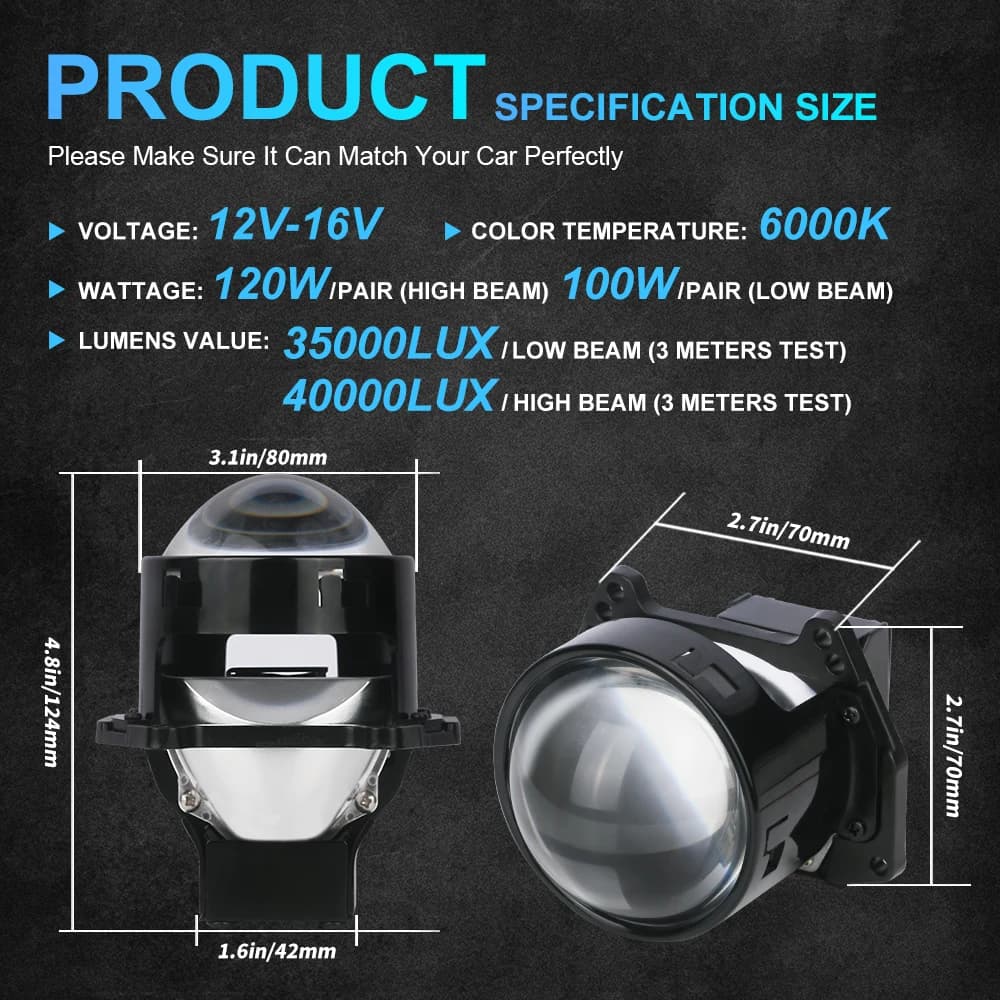 NLpearl 2 pièces 3 pouces Bi LED lentilles de projecteur pour phare Hella 3R G5 6000K lampe automati