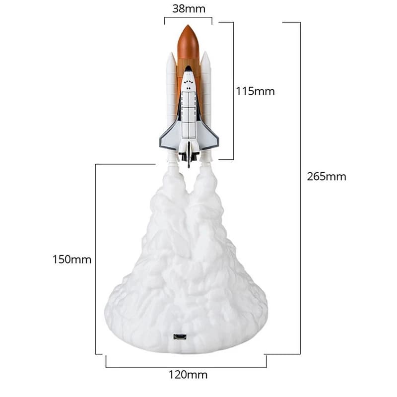 Lampe LED en forme de navette spatiale, impression 3D, Rechargeable par USB, idéale pour un bureau,