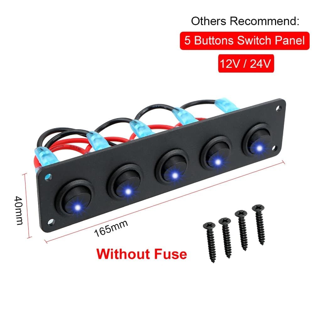 Panneau de commutation 24V 12V, 5/ 10 boutons, lumière LED, disjoncteur à bascule, Test de fusible d