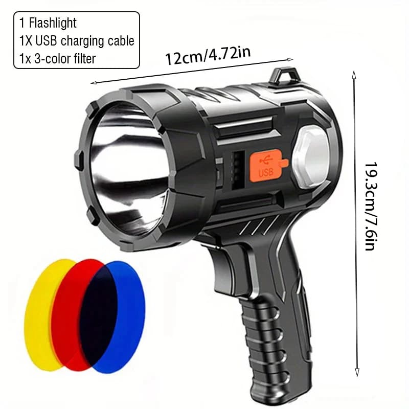 Projecteur LED Solaire Rechargeable, 900000 Lumens, Grande Lampe de Poche, Super Lumineux, pour l'Ex