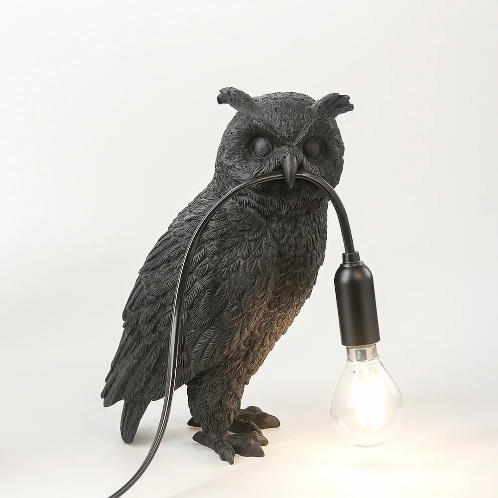 Lampe de table moderne Hibou porte-bonheur, luminaire créatif en résine pour chambre à coucher, chev