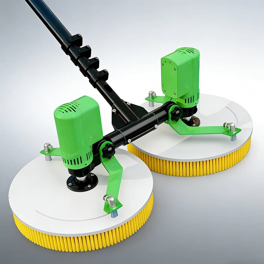 Brosse de nettoyage télescopique pour panneaux solaires de 5,5 m, nettoyeur photovoltaïque électriqu