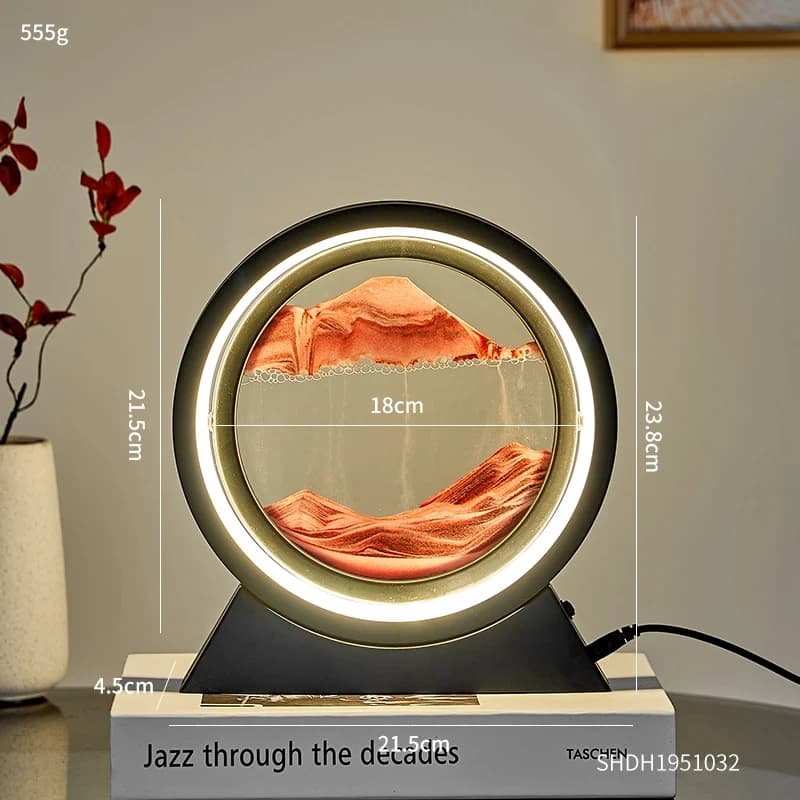 Lampe de table d'art de sable mobile de LED, veilleuse de sable mouvant, sablier 3D, lampes de cheve