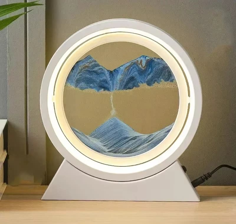 Paysage de sable cinétique, image d'art de sable mouvant, lampe de Table, sablier liquide dynamique,