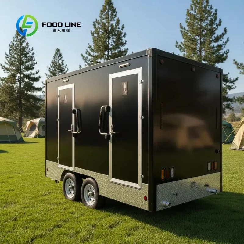 Remorque de toilettes mobiles de luxe personnalisée à 2 postes, moderne, écologique, portable, avec