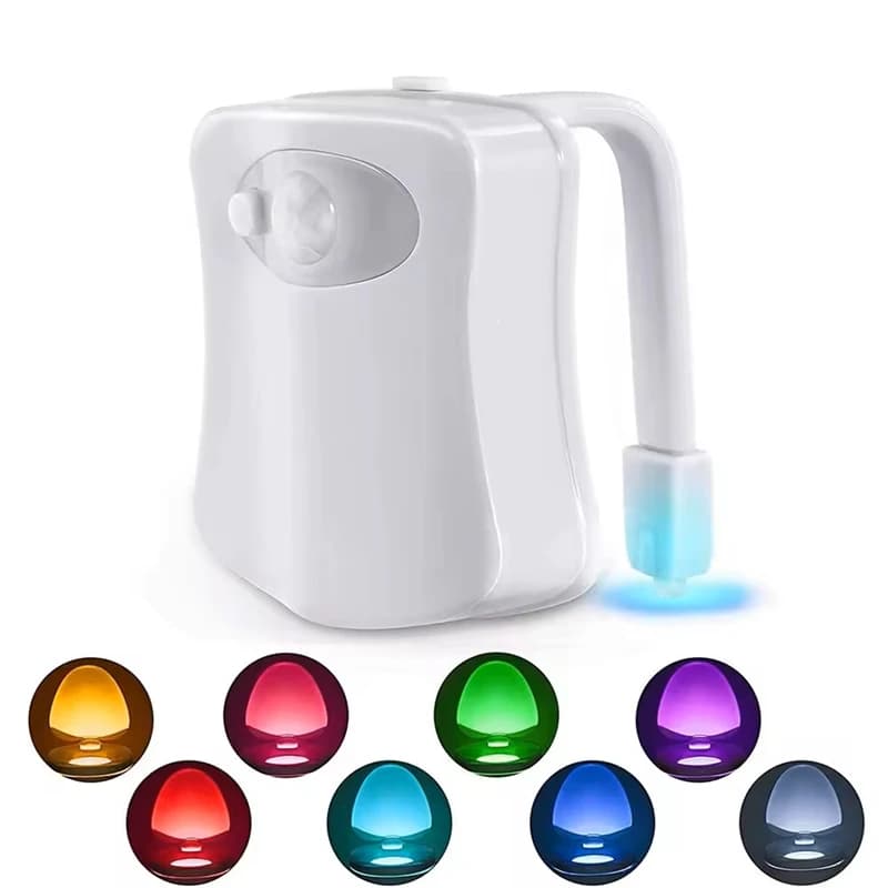 Lampe LED de nuit pour toilettes avec capteur de mouvement, 8/16 couleurs, rechargeable, pour la déc