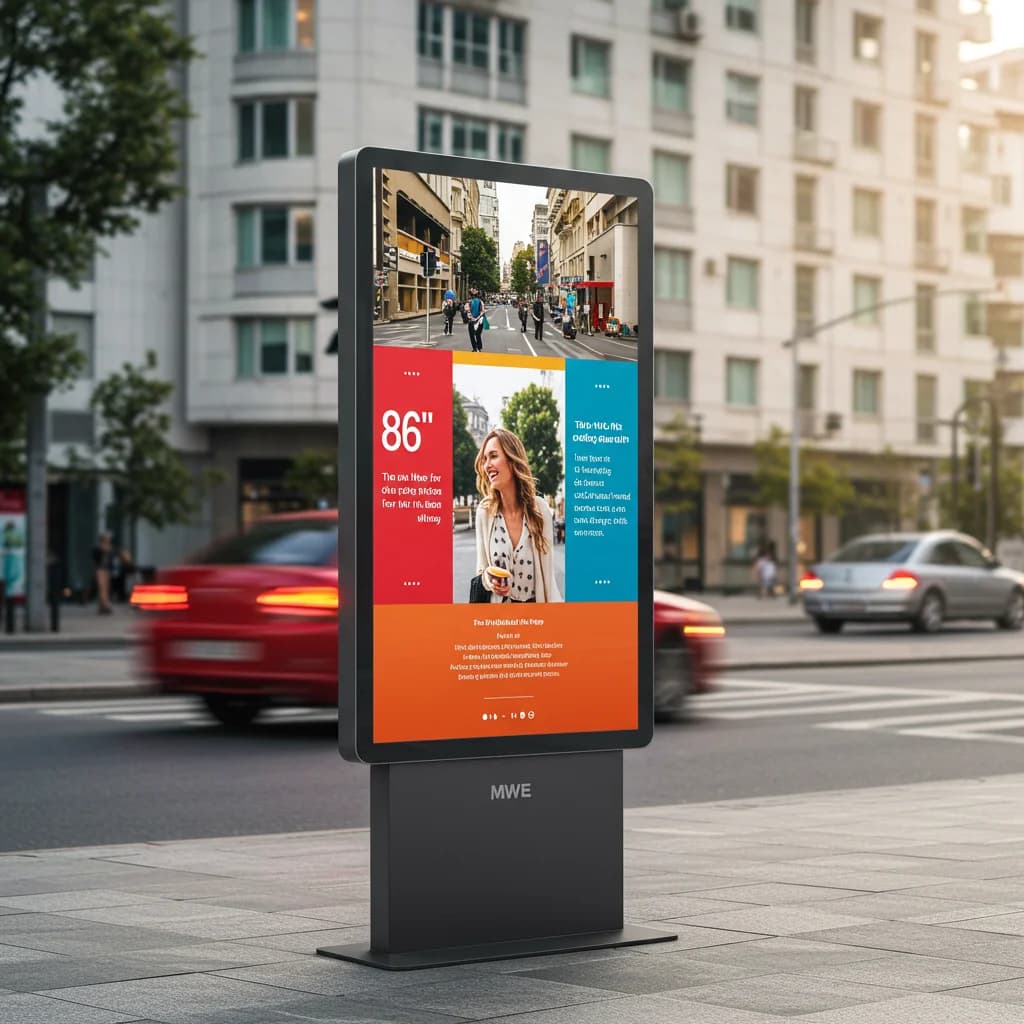 Kiosque publicitaire extérieur, mini écran LED 55 pouces, écran étanche IP65 avec 3000 nits pour vit