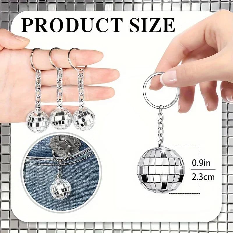 2026-14Pcs Porte-clés Boule Disco, Porte-clés Boule Disco en Gros, Mini Porte-clés Boule Disco pour