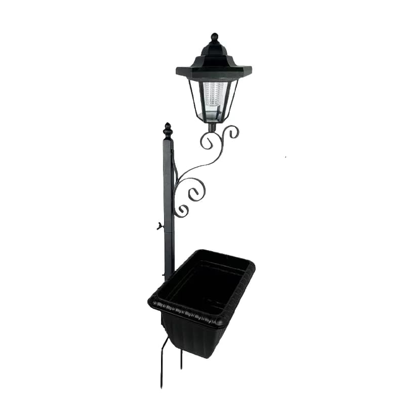Lampadaire solaire de jardin avec jardinière et support à fleurs, lampe décorative d'ambiance pour l