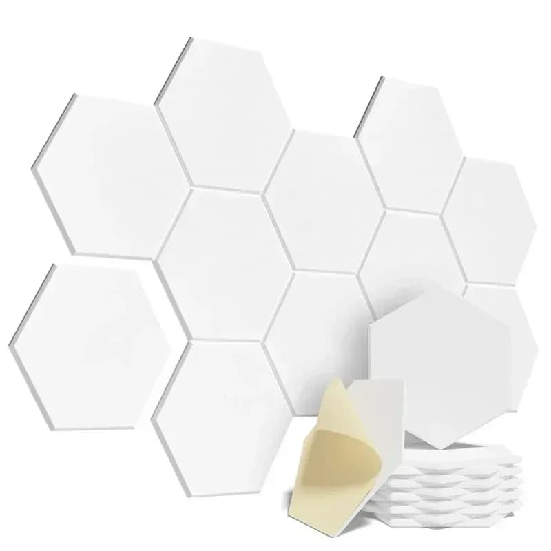 Panneaux acoustiques hexagonaux auto-adhésifs, 12 pièces, panneaux en mousse acoustique, conception